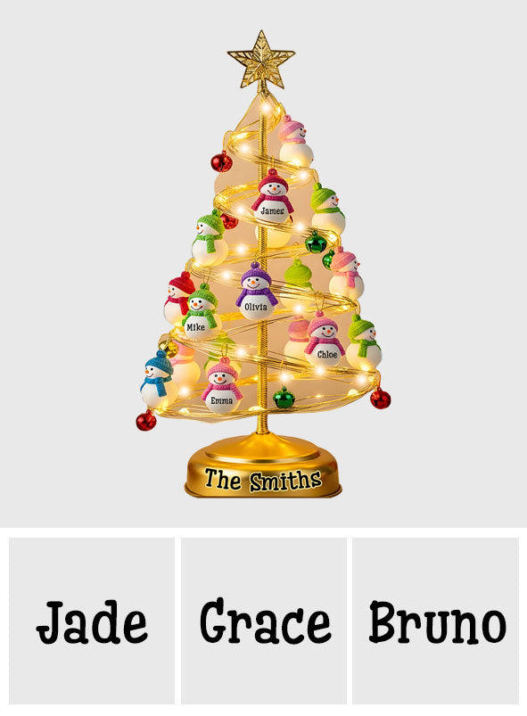 Schneemann-Familiengeschenk – Personalisierte Acryl-LED-Nachtleuchte für die Familie