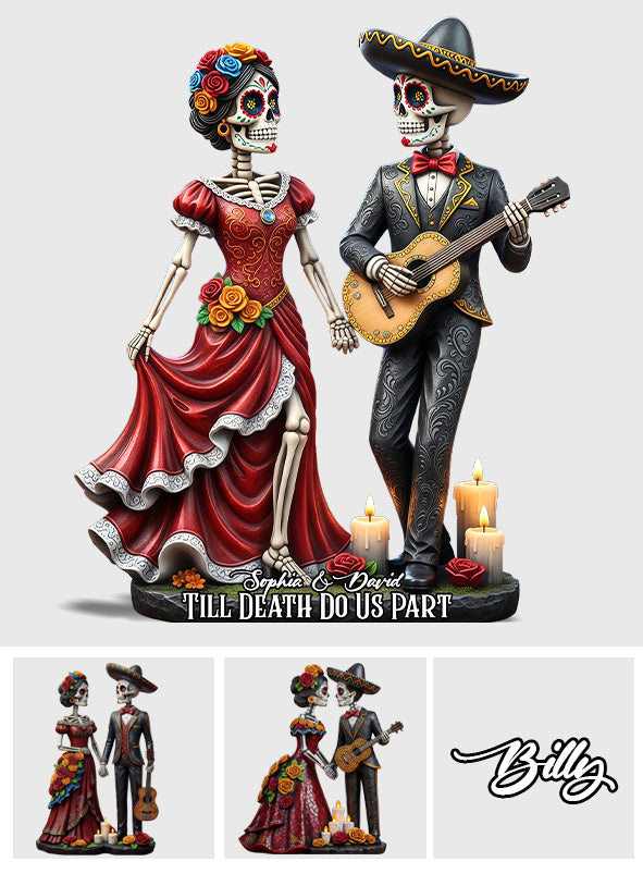 Bis dass der Tod uns scheidet – Personalisierte Acrylplakette in individueller Form für Paare