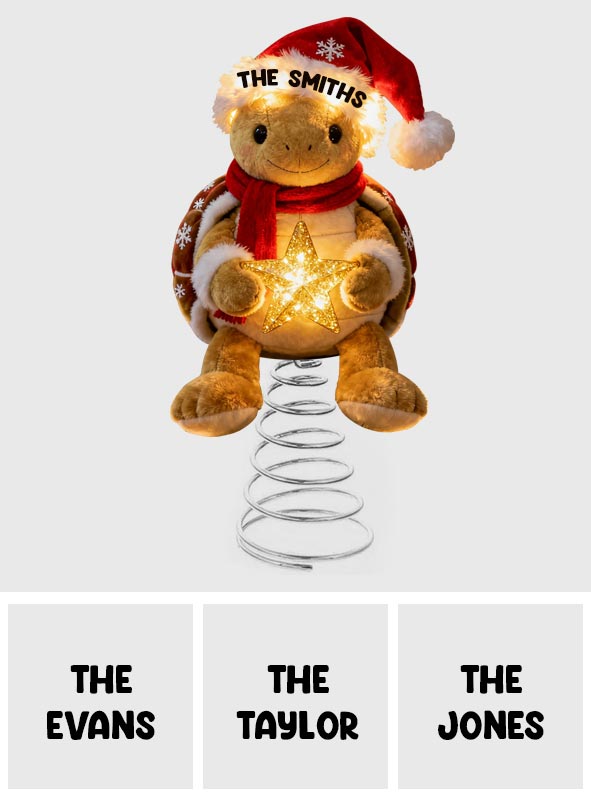 Frohe Weihnachten – Personalisierte LED-Baumspitze in Schildkrötenform