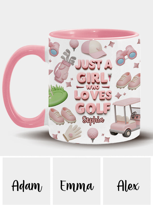 Just A Girl Who Loves Golf - Personalized Golf Accent Mug