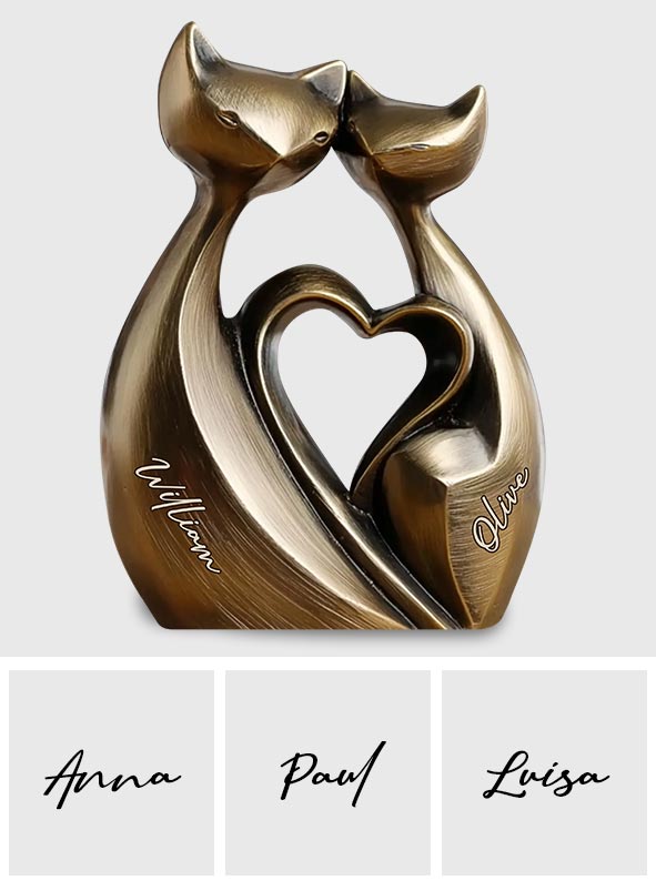 Jahrestagsgeschenk für Paare mit Katze – Personalisierte Holzplakette in individueller Form für Paare