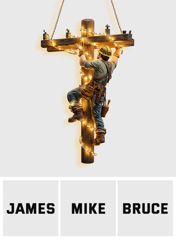 Keep The Light On - Personalized Lineman LED Light Acrylic Sign