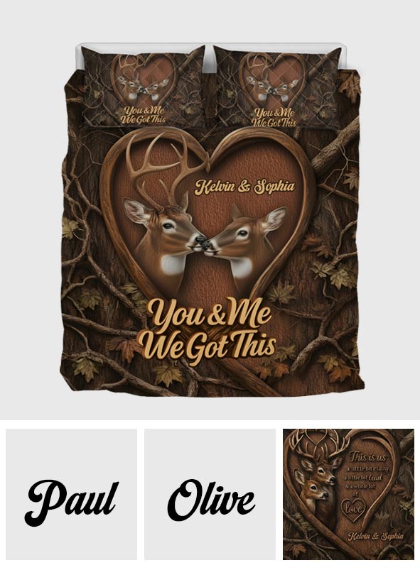 „This Is Us“-Jagdpaar, Geschenk für Hirschjäger – personalisiertes Jagd-Quilt-Set