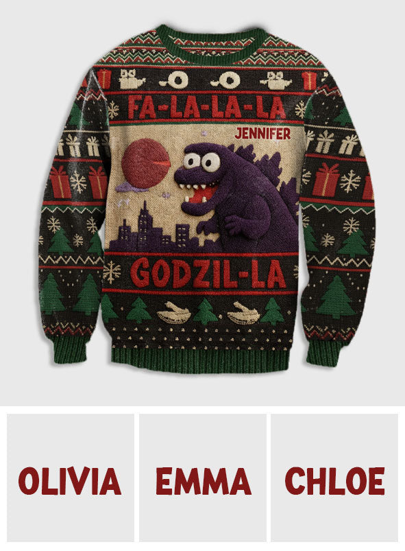 Godzilla-Weihnachtspullover - Personalisierter Riesenmonster-Pullover
