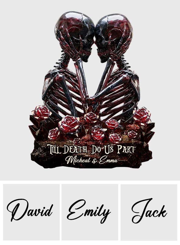 Bis dass der Tod uns scheidet – Personalisierte Acrylplakette in individueller Form für Paare