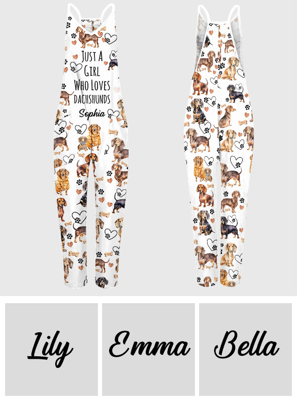 Einfach ein Mädchen, das Dackel liebt – Personalisierter Dackel-Overall/Strampler in lockerer Passform