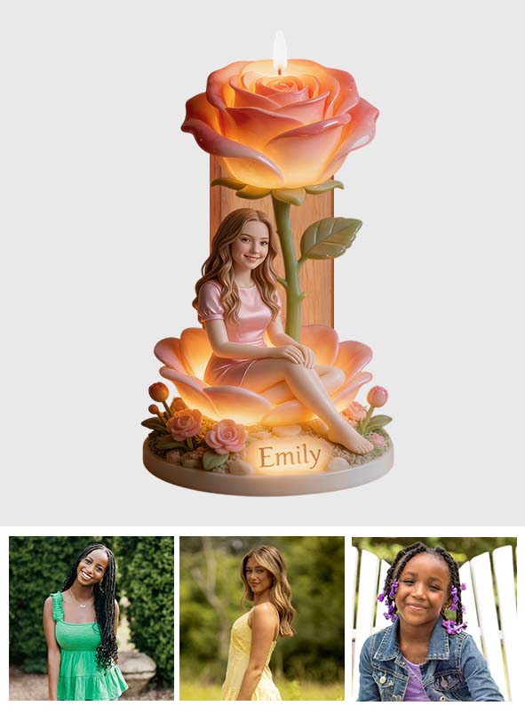 Custom From Photo And Flower - Personalized Self Love Custom Shape Wooden Candle Holder