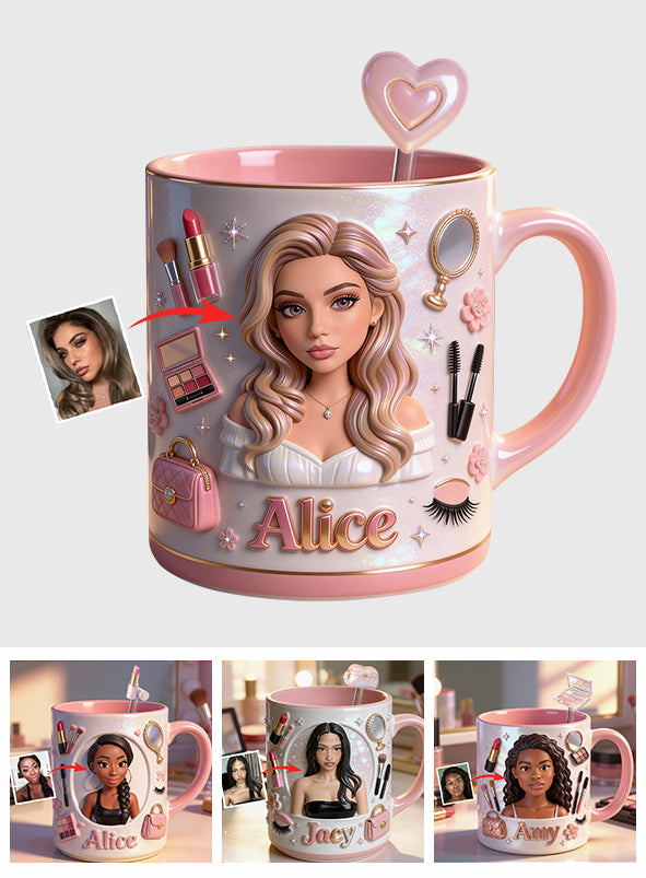 Liebe Make-up, Make-up-Artist – Personalisierter Make-up-Set-Becher mit Acryl-Rührstäbchen