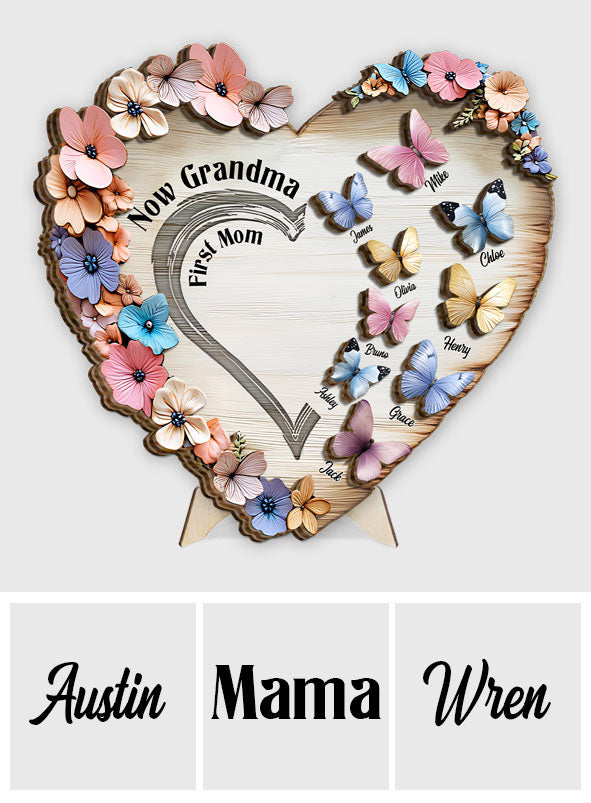 First Mom Now Grandma - Personalized Grandma 2 Layered Wood Sign / Wood Plaque