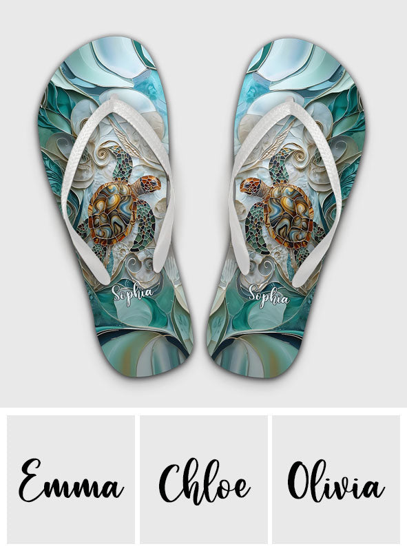 Turtle Lovers - Personalized Turtle Flip Flops