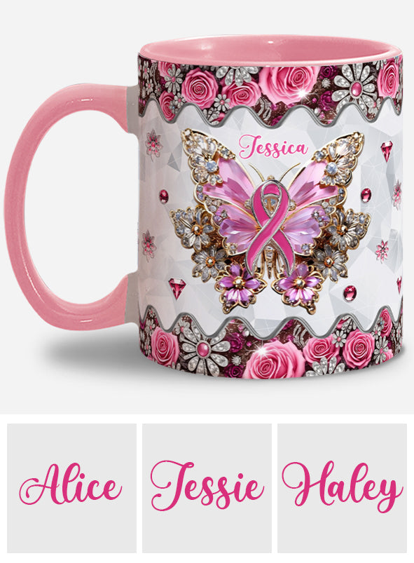 Glaube, Hoffnung, Liebe – Personalisierte Tasse zur Sensibilisierung für Brustkrebs