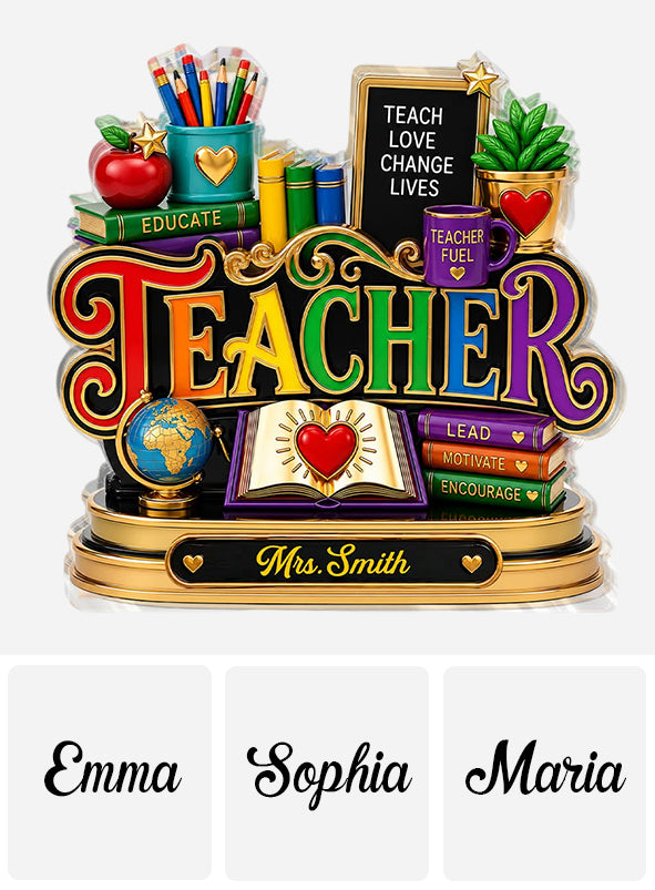 Back To School - Personalized Teacher Custom Shaped Acrylic Plaque