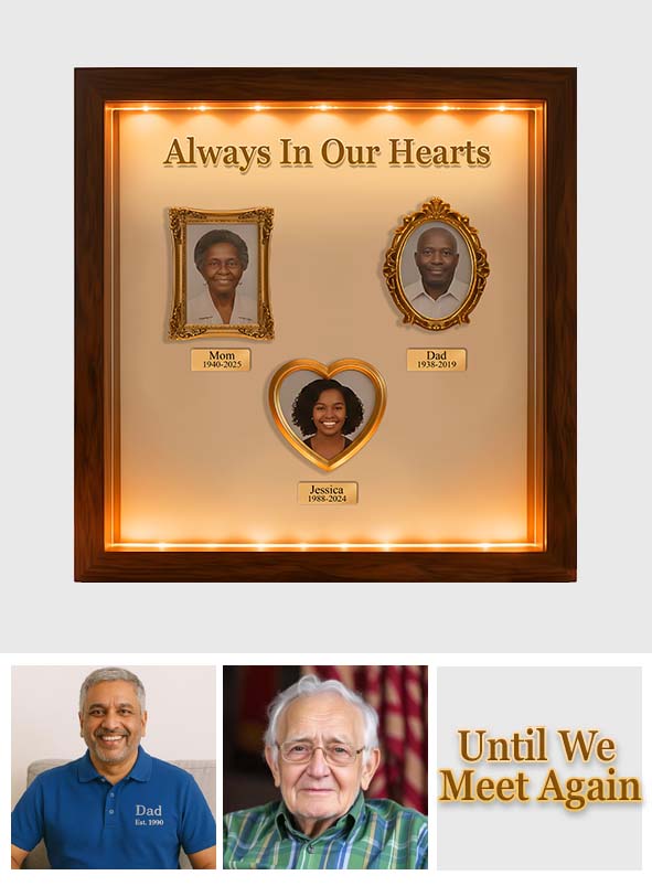 Forever In Our Hearts - Personalized Memorial Wooden Frame LED Light