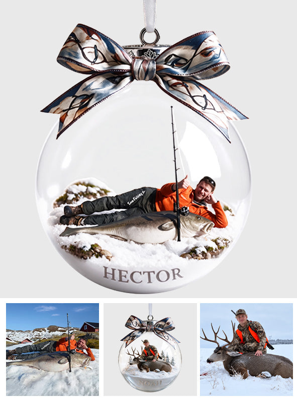 Fischer Weihnachten - Personalisierte Angel Schneekugel Ornament mit Schleife