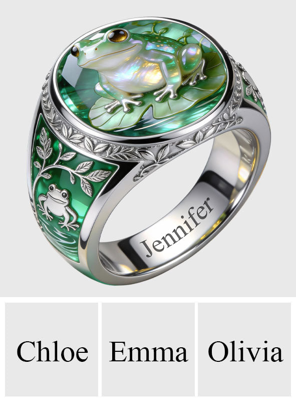Just A Girl Who Loves Frog - Personalized Frog Signet Ring