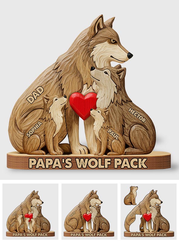 Papa Wolf Pack – Personalisiertes Holzpuzzle in Vaterform