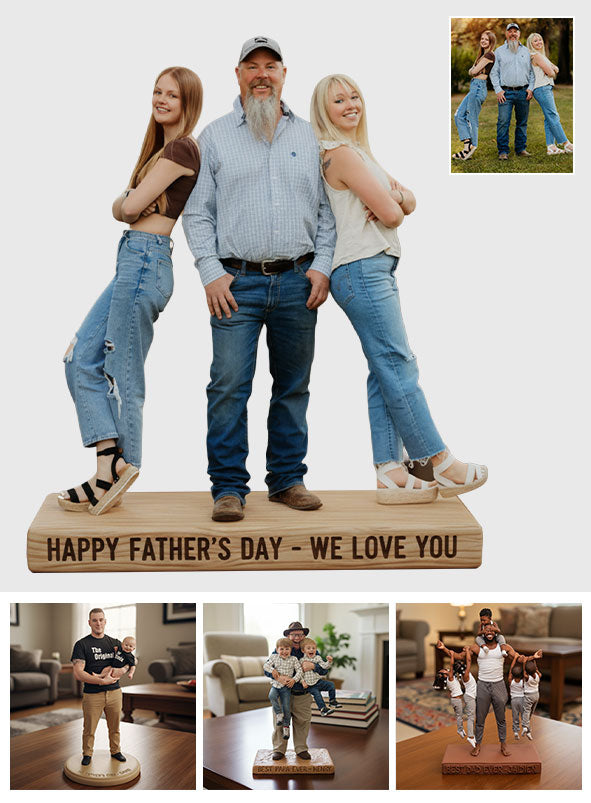 Custom Father and Son Personalized Figurine Statue - Best Dad Ever Nameplate Keepsake - Unique Father's Day Desk Ornament Gift