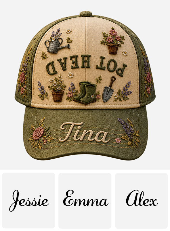 Pot Head Funny Upside Down Text - Personalized Gardening Classic Cap