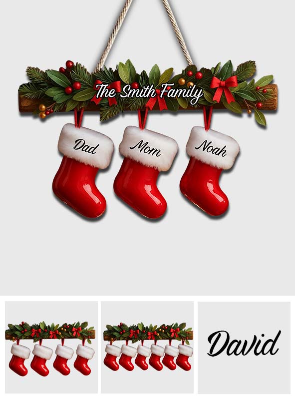 Family Stockings - Personalized Family Custom Shaped Wood Sign