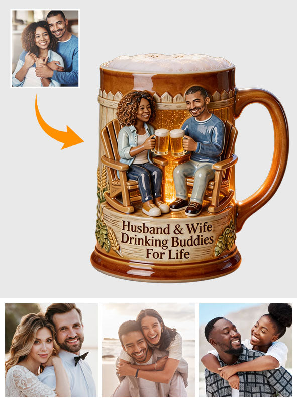 Custom From Any Photo - Personalized Couple Beer Stein