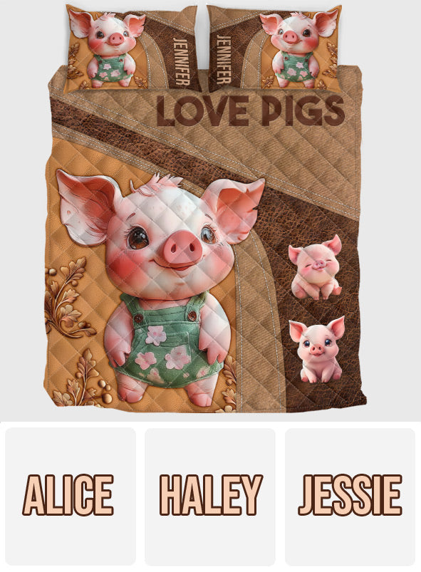 Cute Pig - Personalized Pig Lover Quilt Set