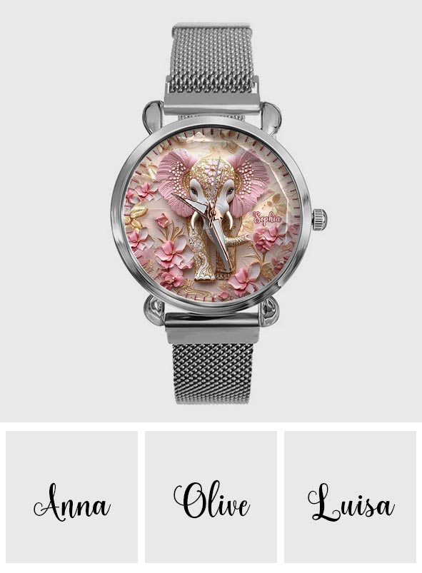 Pink Glowing Elephant - Personalized Elephant Women Hand Watch