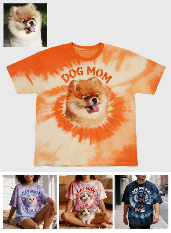 Tie-Dye Stil Shirt für Hundebesitzer - Personalisiertes Hundeshirt