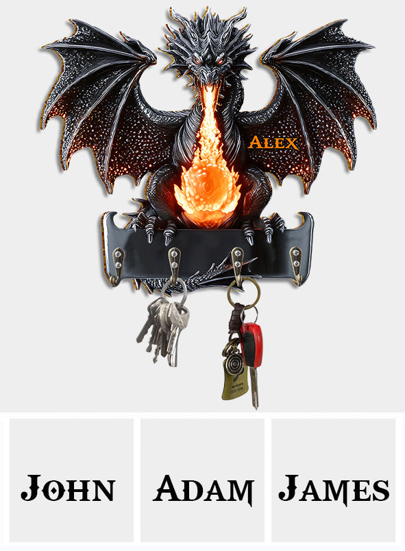 Gothic Dragon Fire – Personalisierter, individuell geformter Schlüsselhalter in Drachenform