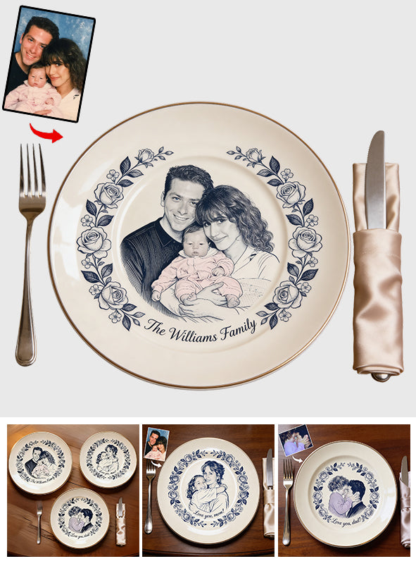 Custom Any Photo - Love My Family - Personalized Family Ceramic Round Plate