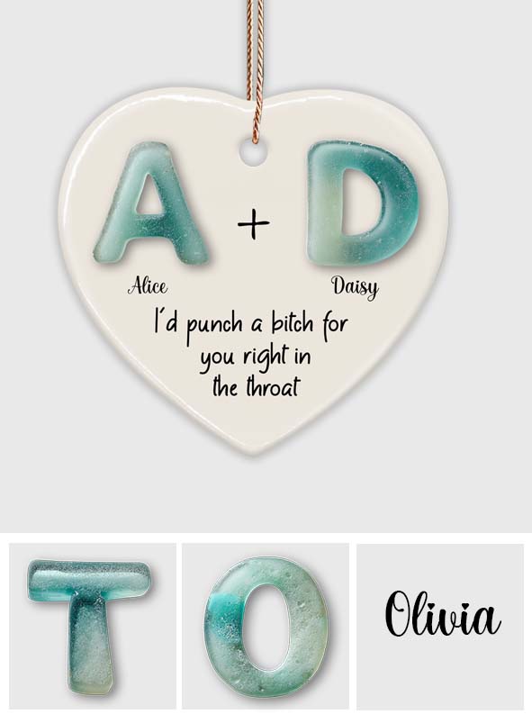 Christmas Congrats On Being My Bestie - Personalized Bestie Ceramic Heart Ornament