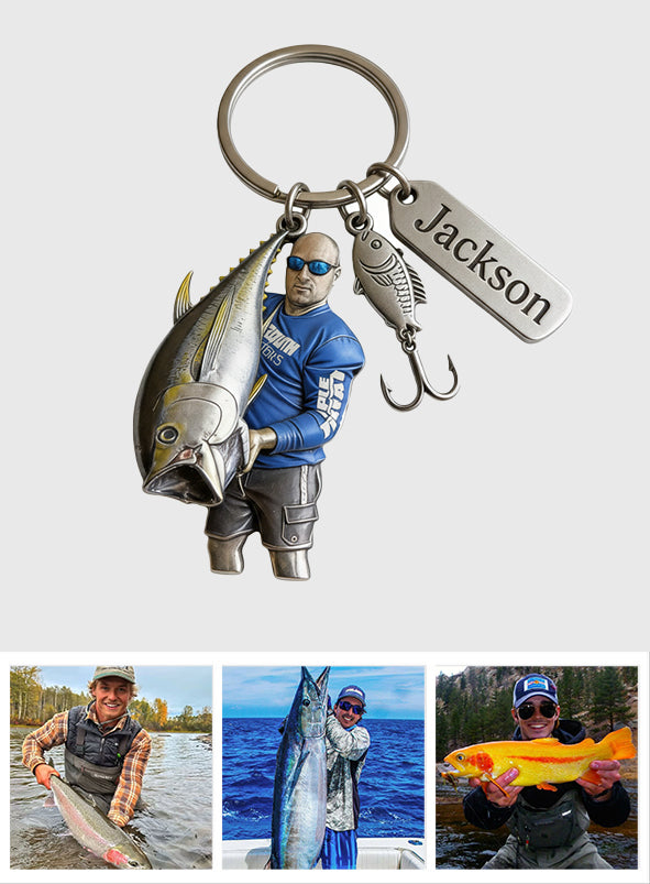 Custom Keychain For Fishing Lover - Personalized Fishing Keychain With Charms