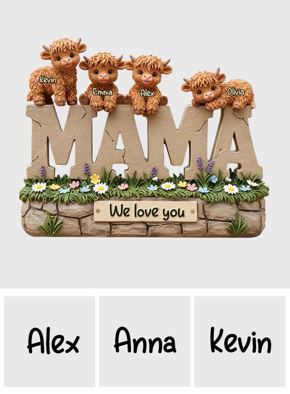 Cute Highland Cow Mama - Personalized Mother Custom Shaped Acrylic Plaque