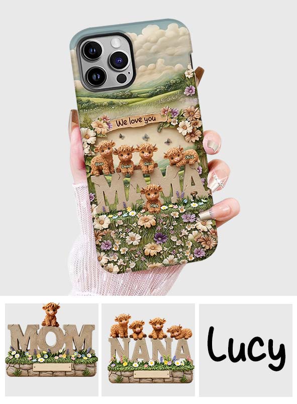 Niedliche Hochlandrind-Mama, Oma – Personalisierte Handyhülle mit Muttermotiv