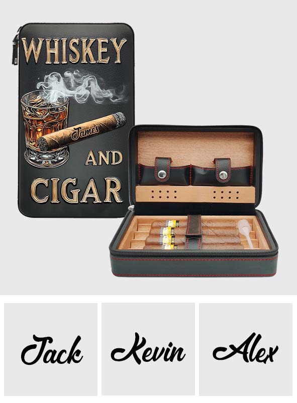 Whisky und Zigarre – Personalisierter Reisehumidor für Whisky und Zigarren