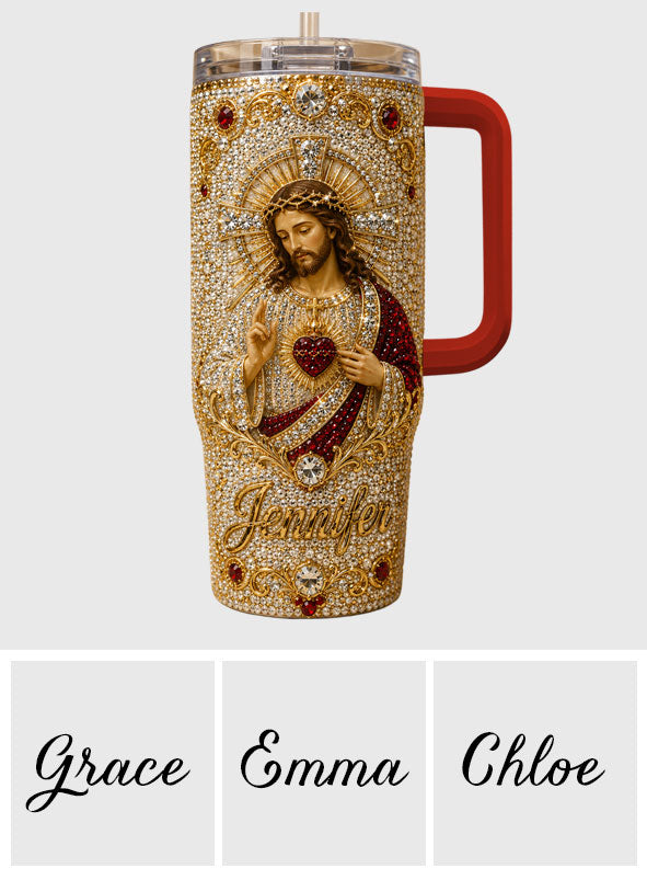 Gott segne dich - Personalisierter Christlicher Rhinestone Becher mit Griff