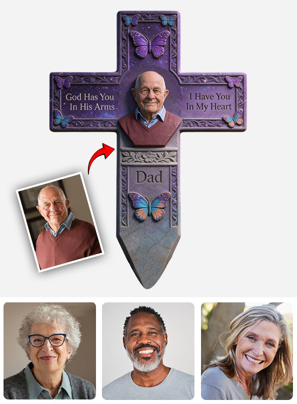 Any Photo God Has You In His Arm I Have You In My Heart - Personalized Memorial Acrylic Garden Sign/ Acrylic Plaque Sign