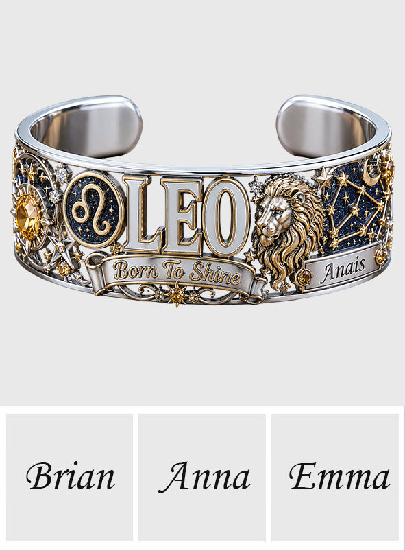 Zodiac Sign Luxury - Personalized Horoscope Shaped Cuff Bracelet