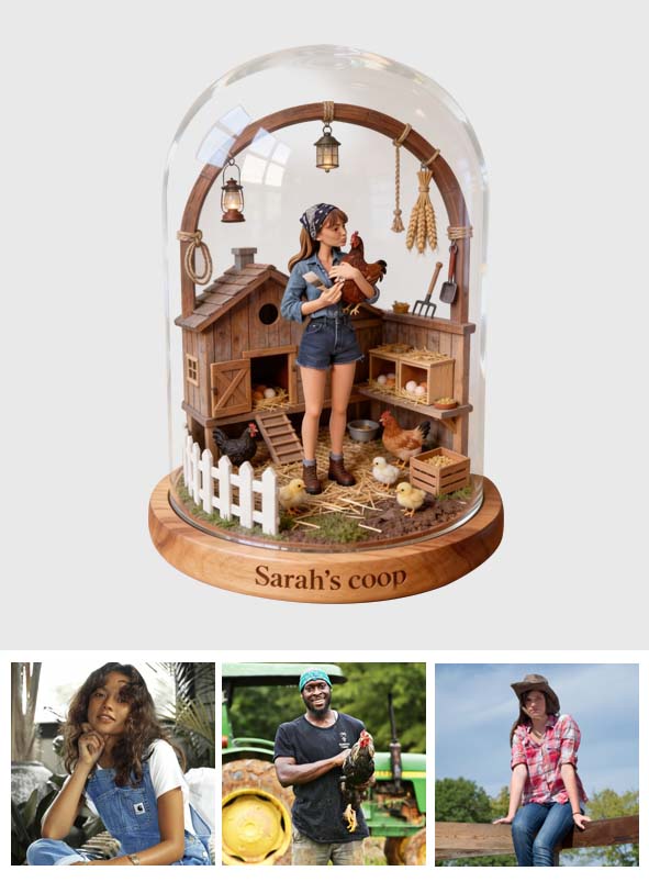 Hühnerfarm – Personalisierte Acrylplakette in Hühnerform