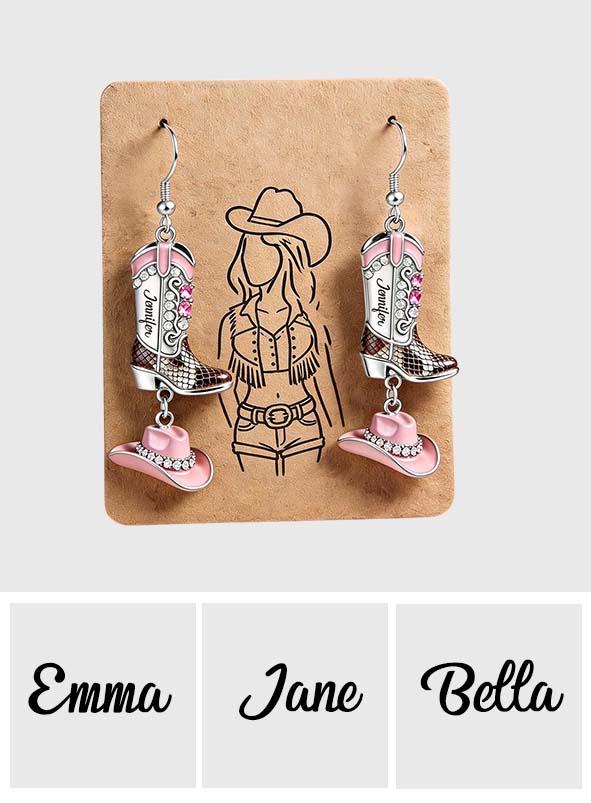Cowgirl Spirit - Personalized Cowgirl Earrings With Card