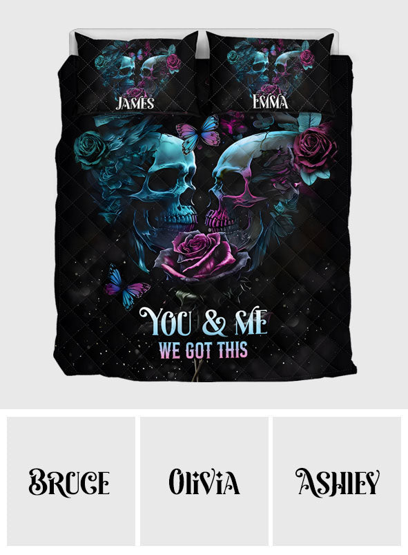 You & Me We Got This - Personalized Skull Quilt Set