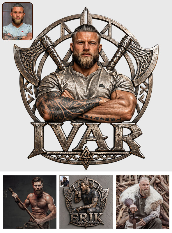 Viking Krieger - Personalisierte Viking 3D-gedruckte Metalltafel