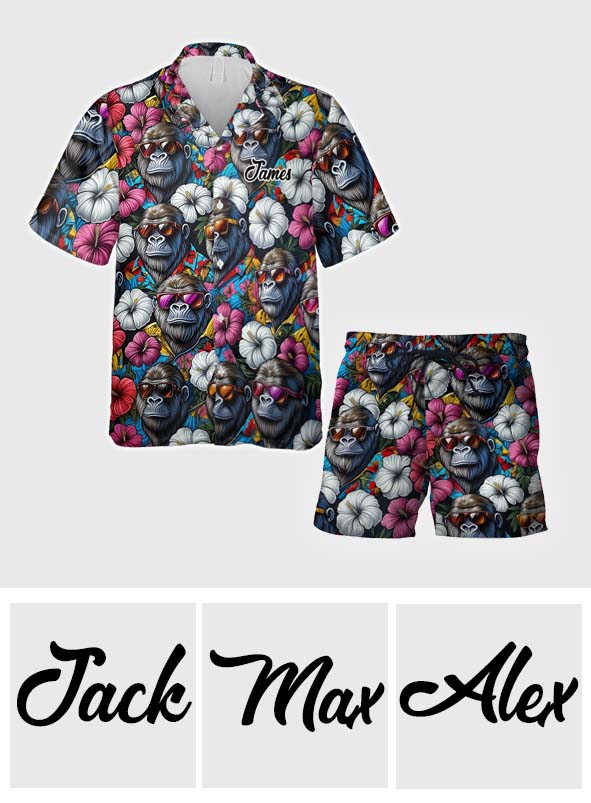 Bigfoot Summer Vibes - Personalized Hiking Hawaiian Shirt & Men Shorts