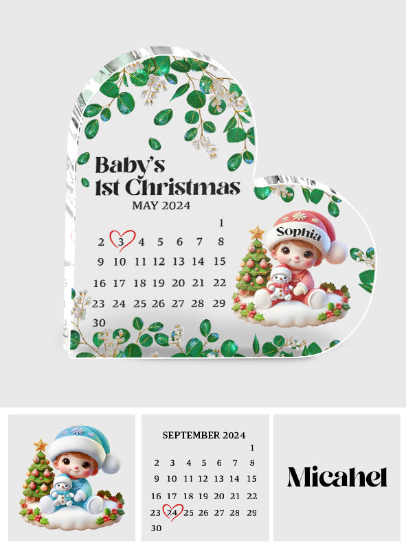 Erstes Weihnachtsfest für Babys – Personalisierte Acrylplakette in individueller Familienform