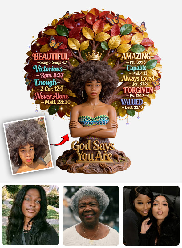 Gott sagt, du bist es, Monat der schwarzen Geschichte – Personalisierte Acrylplakette in individueller Form für Afroamerikaner