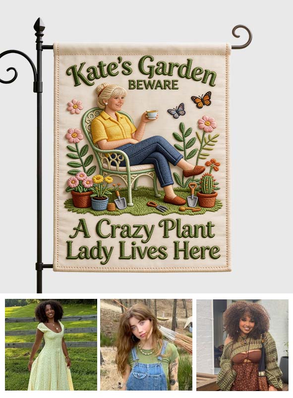 A Crazy Plant Lady Lives Here - Personalized Gardening Garden Flag