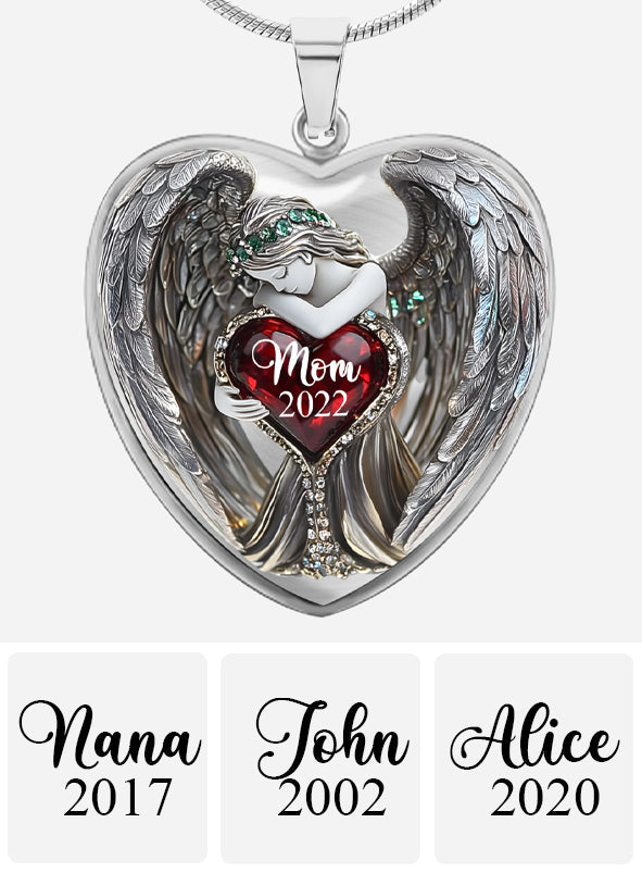 Angel Wings - Personalized Memorial Heart Pendant Necklace