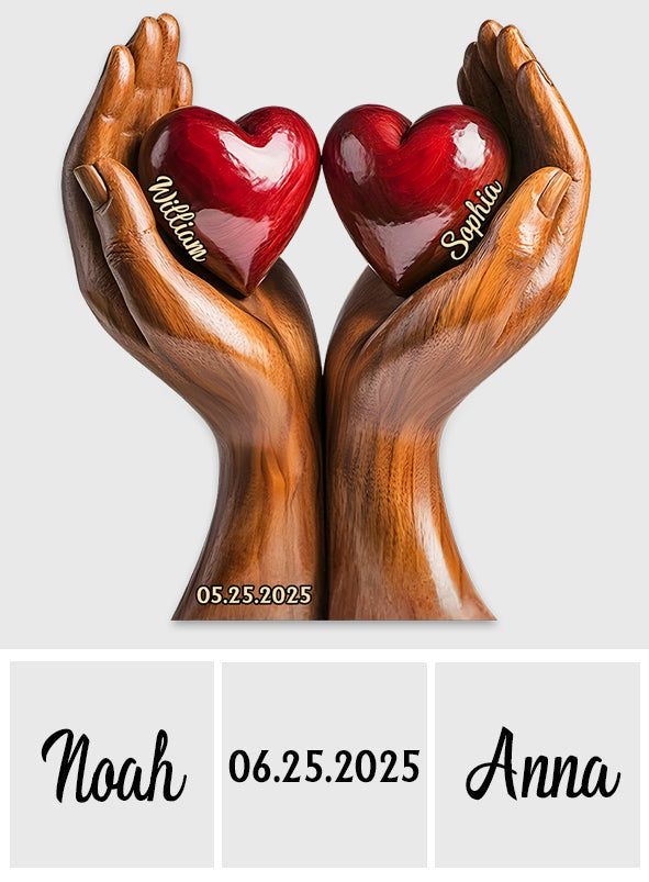 „Du und ich, wir schaffen das“ – personalisierte Acrylplakette in individueller Form für Paare