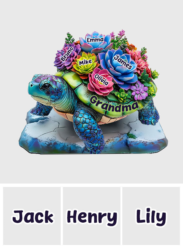 Oma Schildkröte – Personalisierte, individuell geformte Acrylplakette für Oma