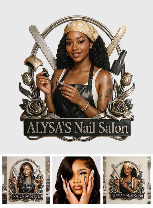 Nail Tech Wall Decor - Personalized Nail Salon 3D Printed Cut Metal Sign