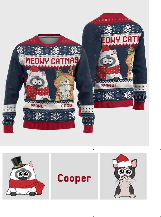 Miau-Katzenweihnachten – Personalisierter Katzenpullover